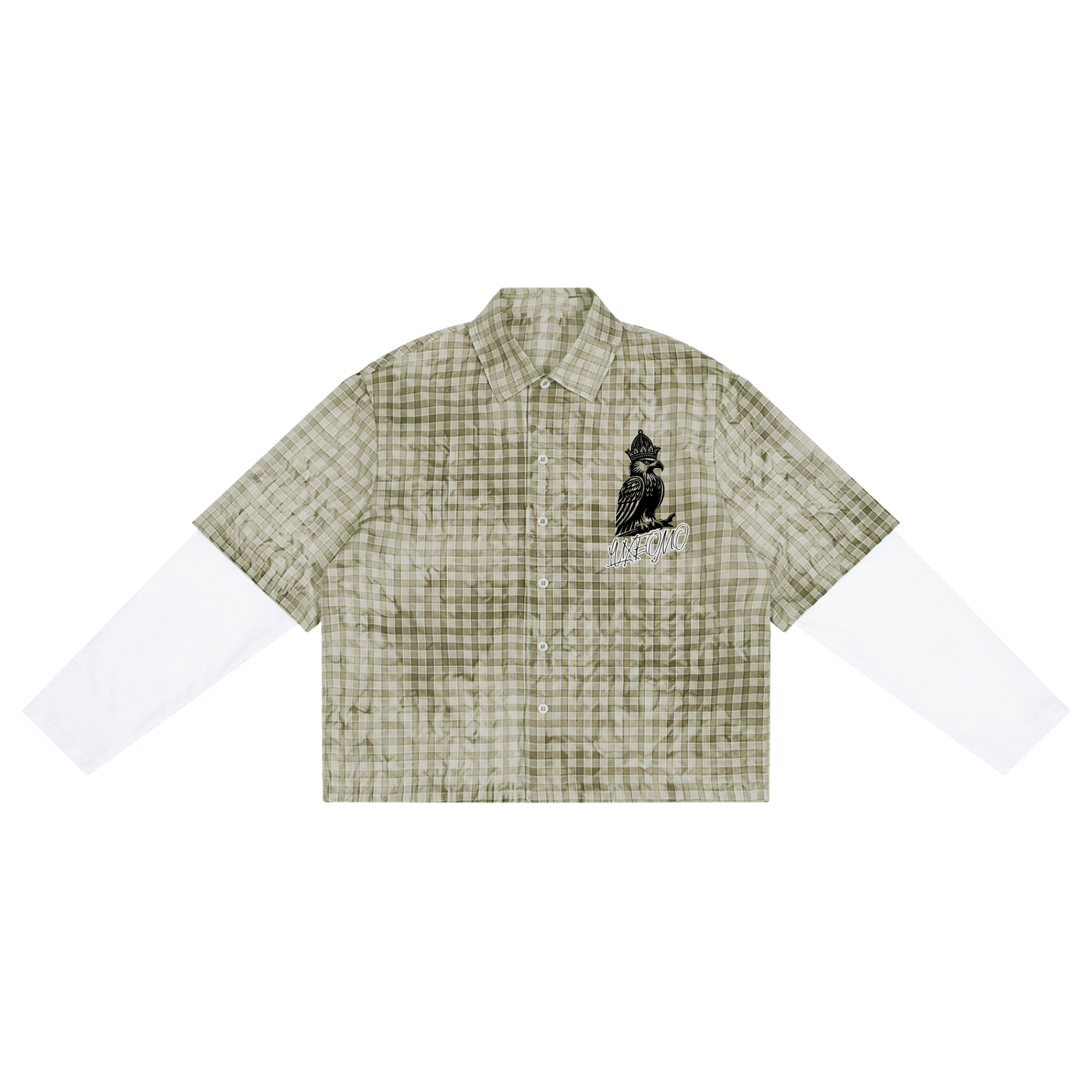 Luxe Vintage Wash Plaid Sleeve Shirt