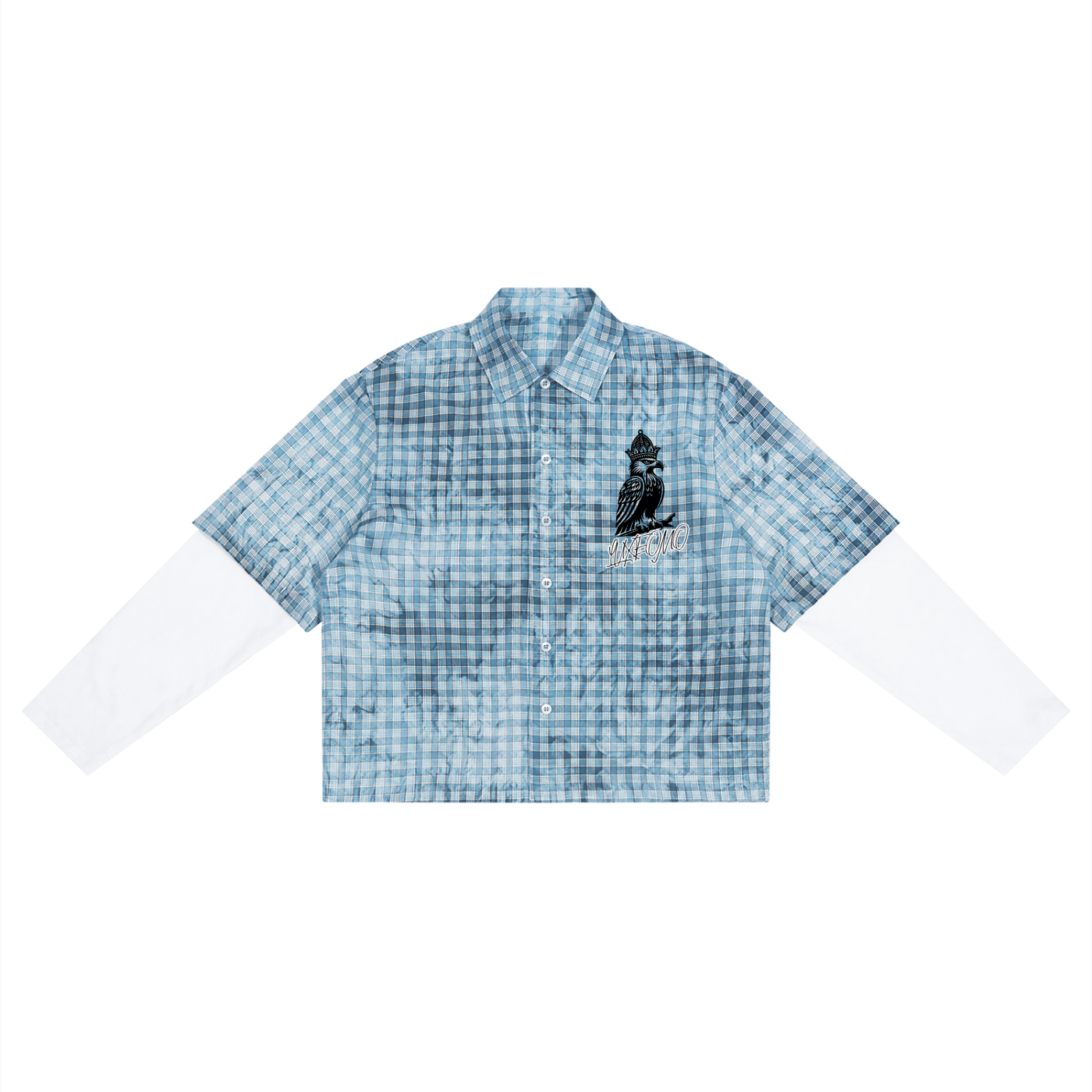 Luxe Vintage Wash Plaid Sleeve Shirt