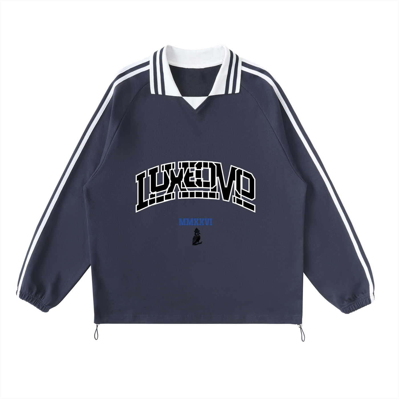 luxeomo Striped Lapel Collar Sweatshirt