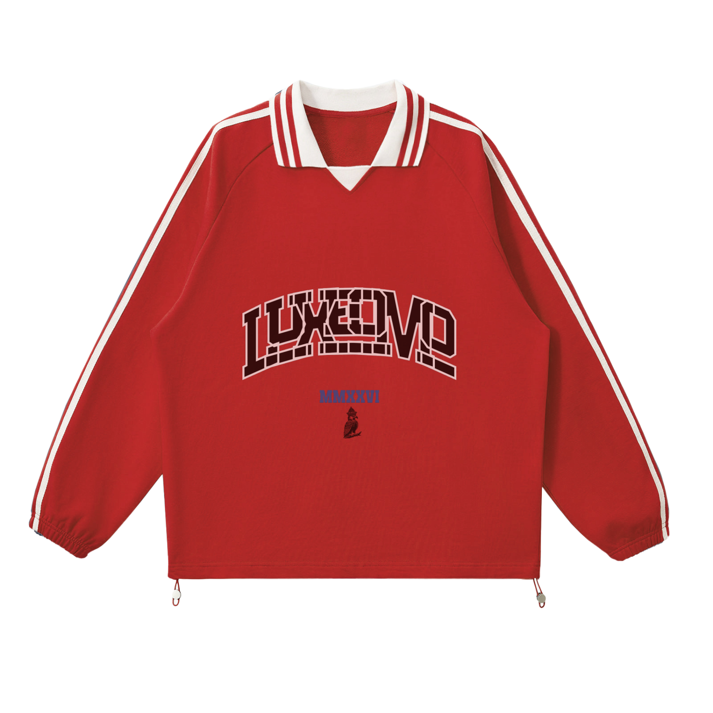 luxeomo Striped Lapel Collar Sweatshirt