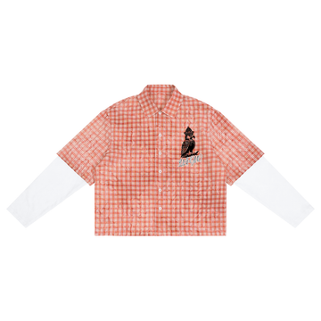Luxe Vintage Wash Plaid Sleeve Shirt