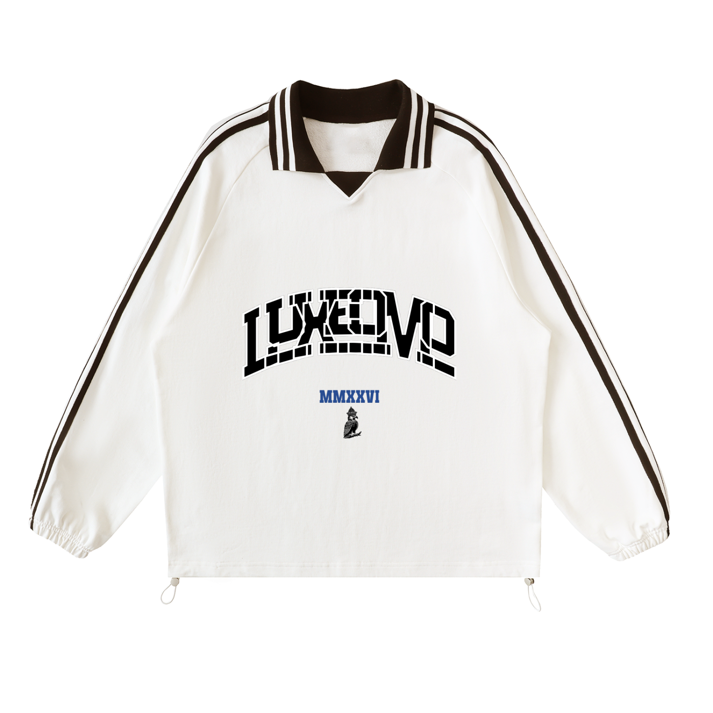 luxeomo Striped Lapel Collar Sweatshirt