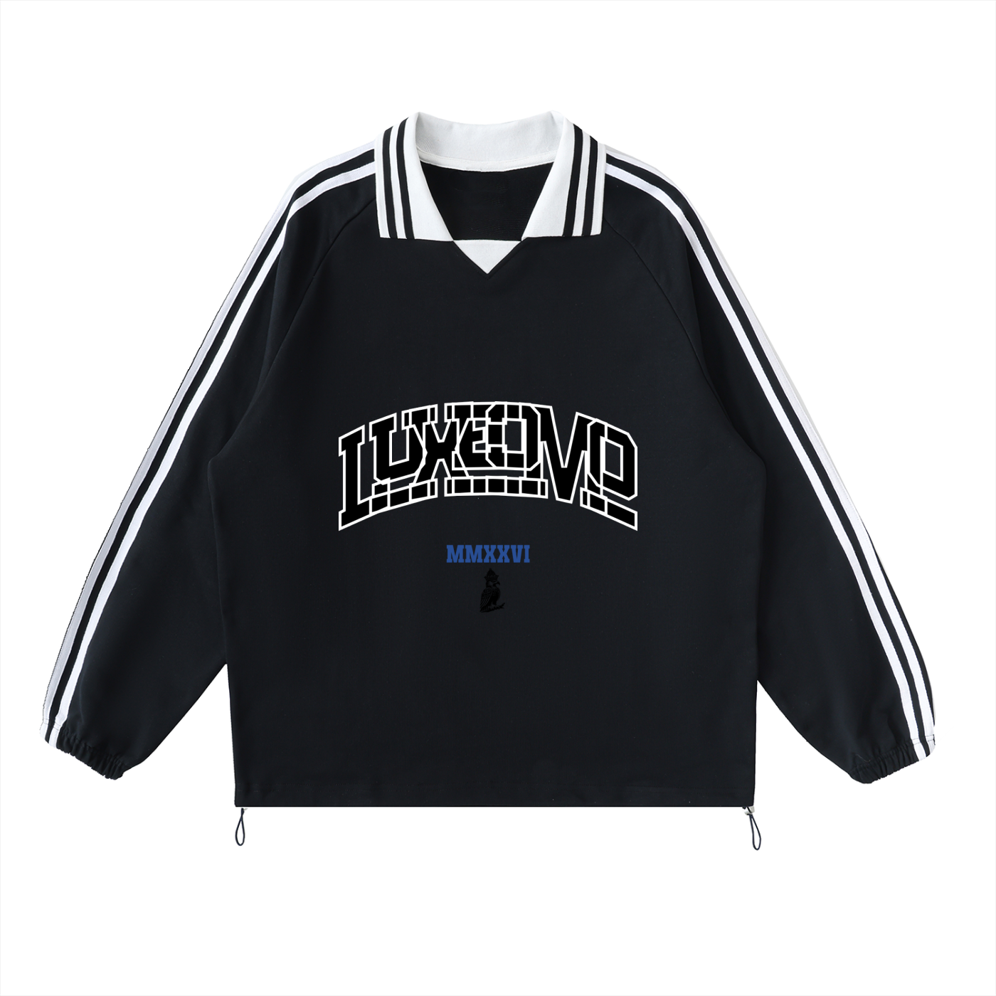 luxeomo Striped Lapel Collar Sweatshirt
